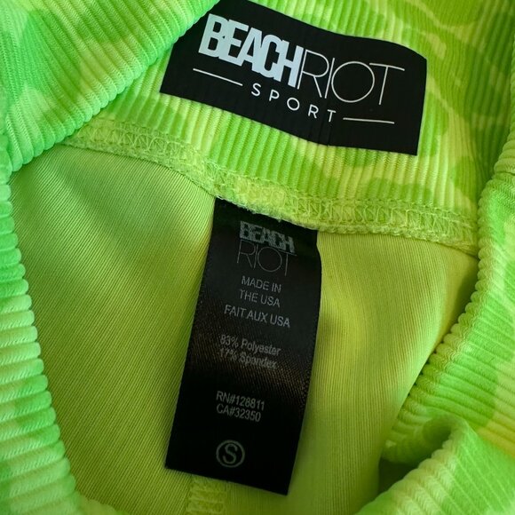 Beach Riot Sport Ayla Neon Green Animal Print Leggings Cheetah Workout Sz Small - Picture 11 of 11